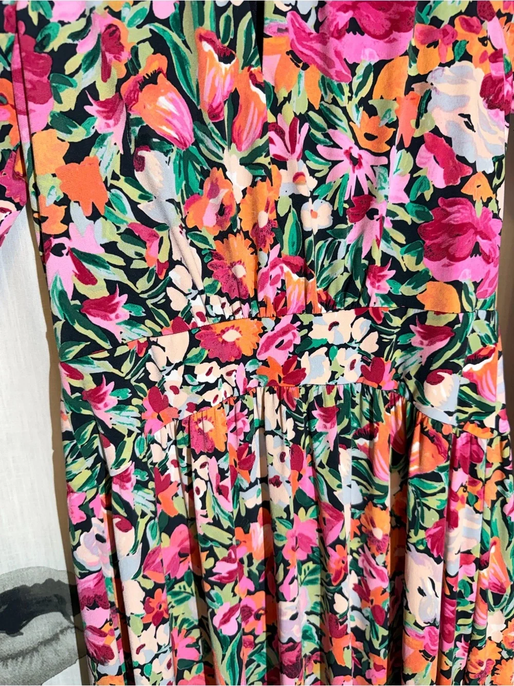 Maggy London Pink Floral Asymmetrical Handkerchief Hem Dress - Size 8